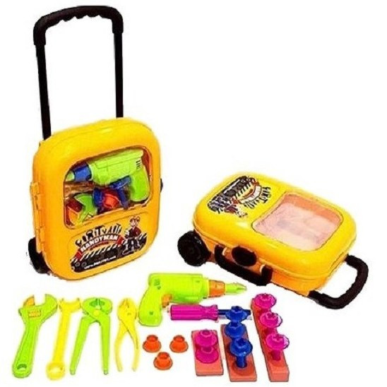 ست اسباب بازی ابزار نجاری مدل چمدانی چرخ دار