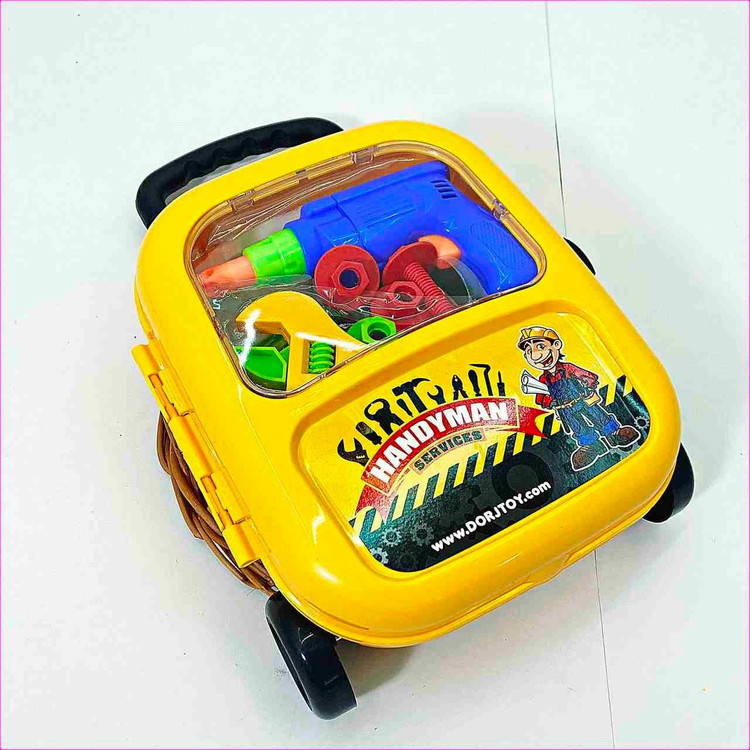 ست اسباب بازی ابزار نجاری مدل چمدانی چرخ دار